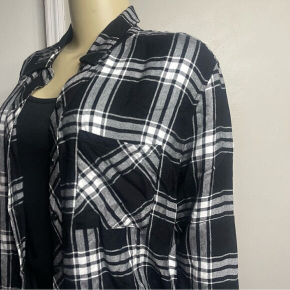 Rails Dylan Plaid Button Down Shirt  Onyx Ivory Women Size XS - Picture 8 of 11